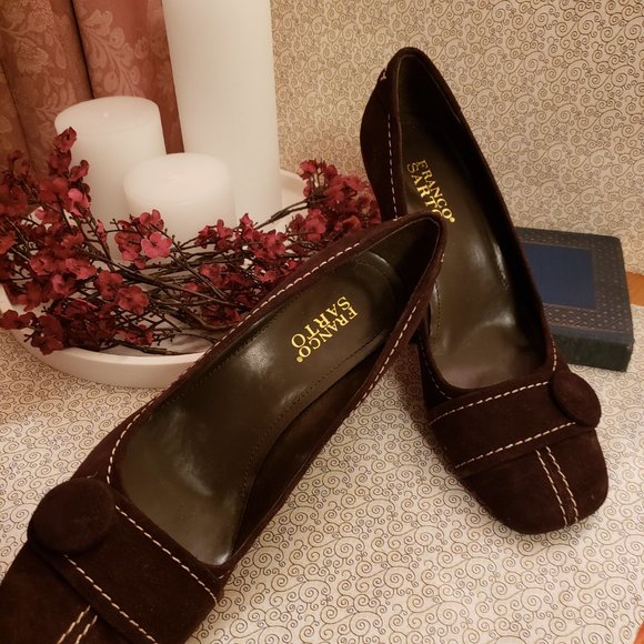 Franco Sarto  Retro  Style  Suede Leather Dress Shoes  Wedges 9 1/2M - Picture 9 of 12